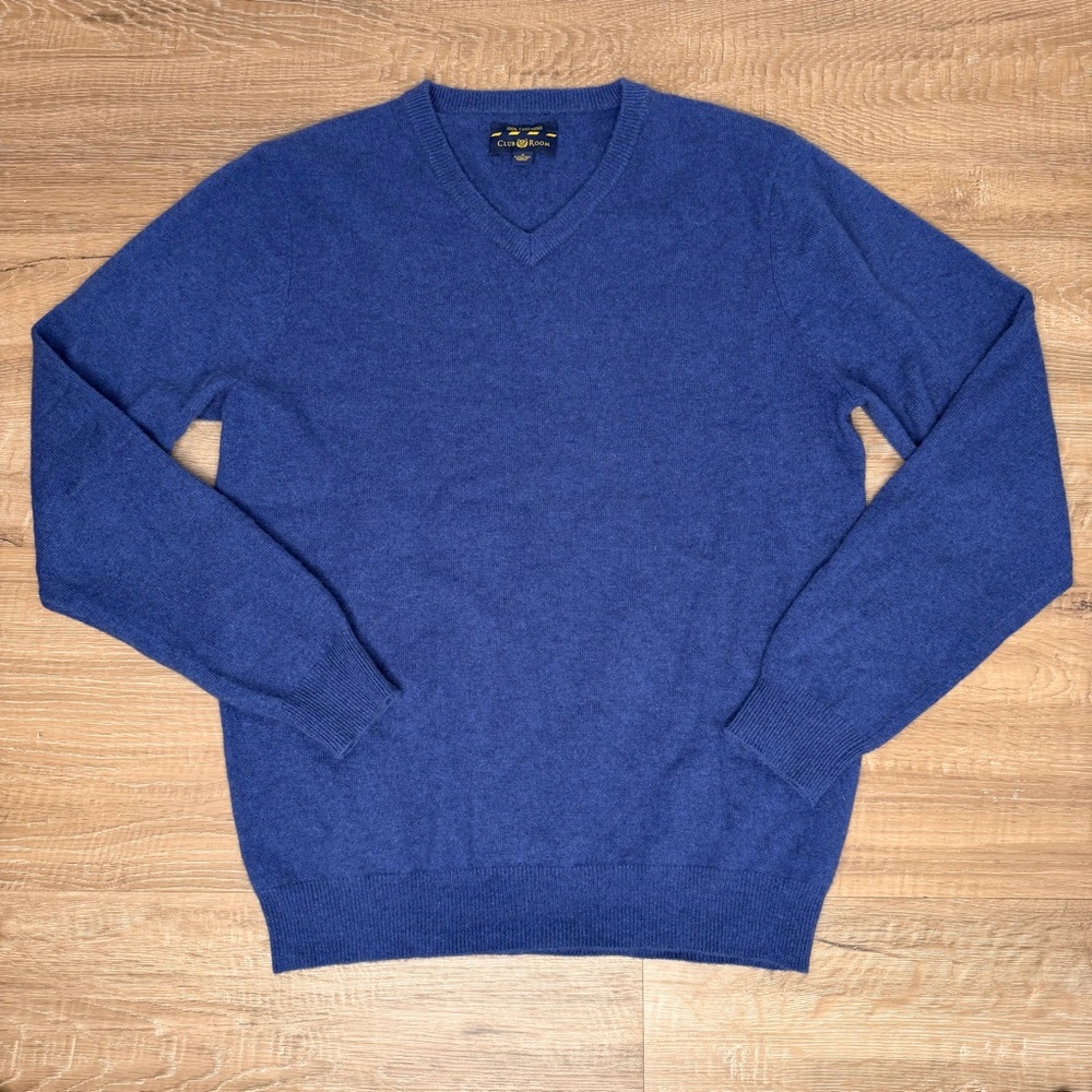 Club Room 100% Cashmere Sweater Blue Men's Small 2 Ply‎ Blue Luxury Collection - Picture 2 of 6